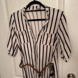 White And Black Stripe Dress, NWT