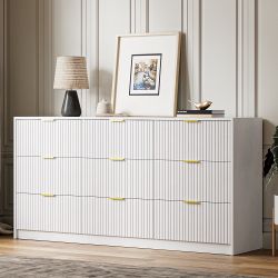 Brand new and already assembled, Garvee 9 Drawer Dresser for Bedroom Storage Modern Dressers Chests of Drawers with Fluted Front $250  Warehouse Clear