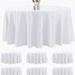 6 Pack Round Tablecloth 120 Inches White
