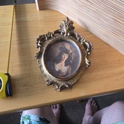 Vintage gilt wall gold gesso wall art frame portrait noble woman
