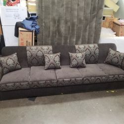 BRAND NEW 11ft  sofa, COUCH  Barcelona brown FABRIC. CUSTOM MADE AVAILABLE