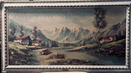 O. Yeline Signed Alpine Landscape Oil Painting
