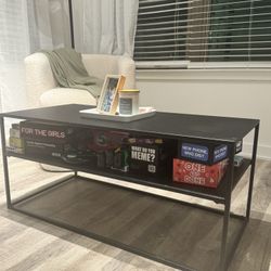 🖤 Black Metal Coffee Table with Game Storage – $80