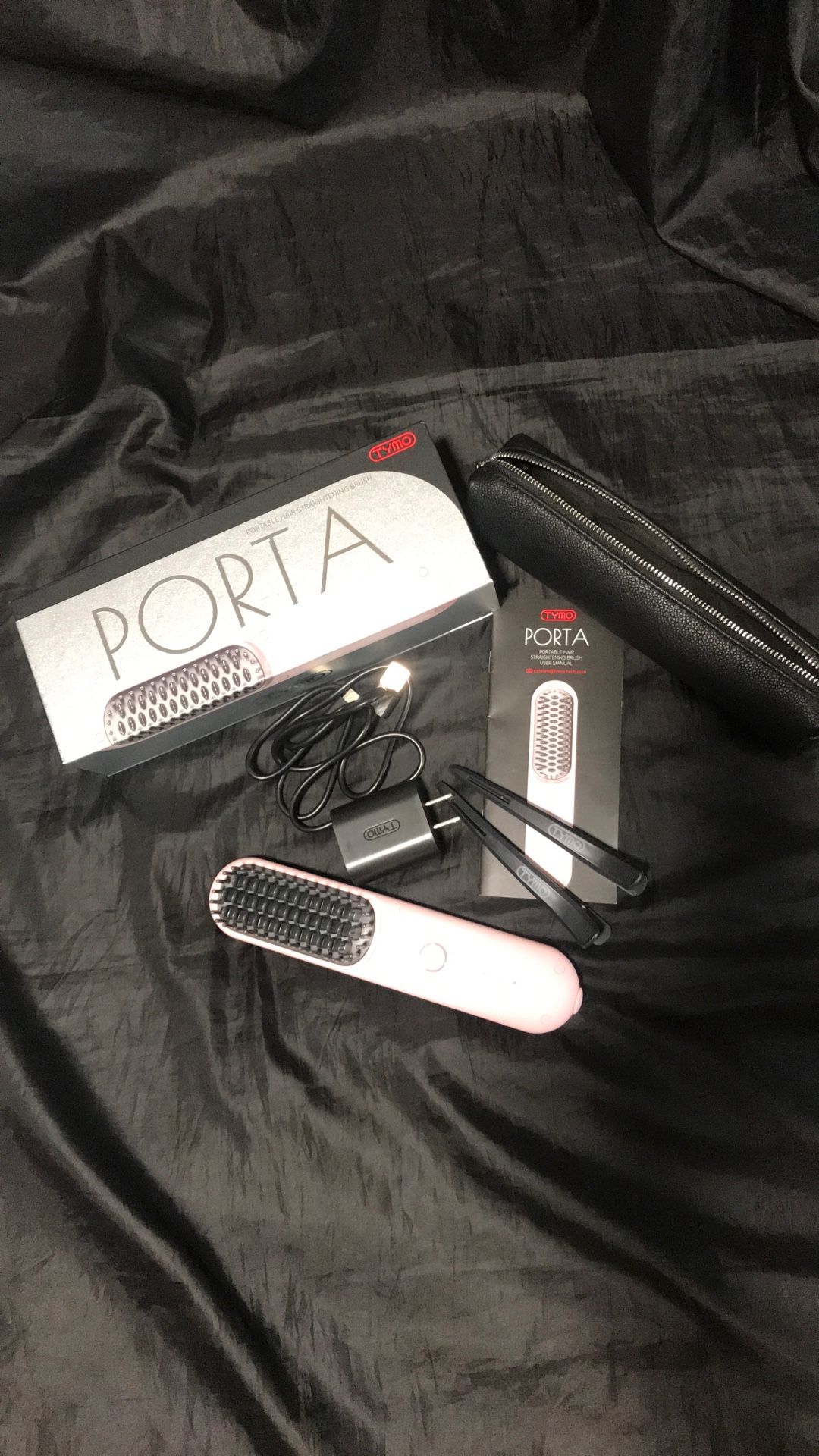 TYMO Porta Cordless Hair Straightener Brush, Portable Mini Straightening Brush for Travel, Negative Ion Hot Comb Hair Straightener for Women, Lightwei