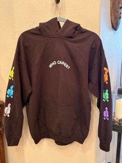 Rex Orange County Brown Who Cares? Hoodie with Multicolor Sleeve Graphics Size M