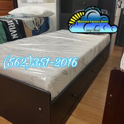 Twin Compressed Wood Storage Bed With Mattress 