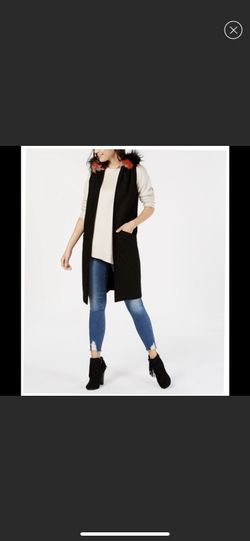 Steve Madden faux fur hooded midi vest M/L