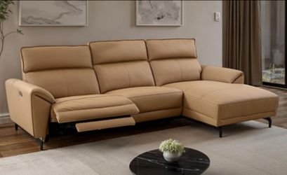 Brand New Brown Top Grain Leather Power Reclining Sectional Sofa