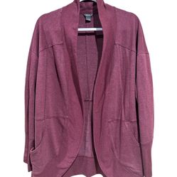 Eddie Bauer Women’s Camp Fleece Wrap Cardigan Size 2XL Maroon Open Front Pockets