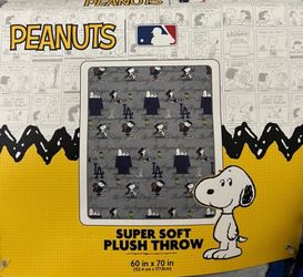 Peanut Snoopy MLB Dodgers throw blanket