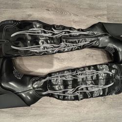 Black Thigh High Cowgirl Boots Size 7 New In Box