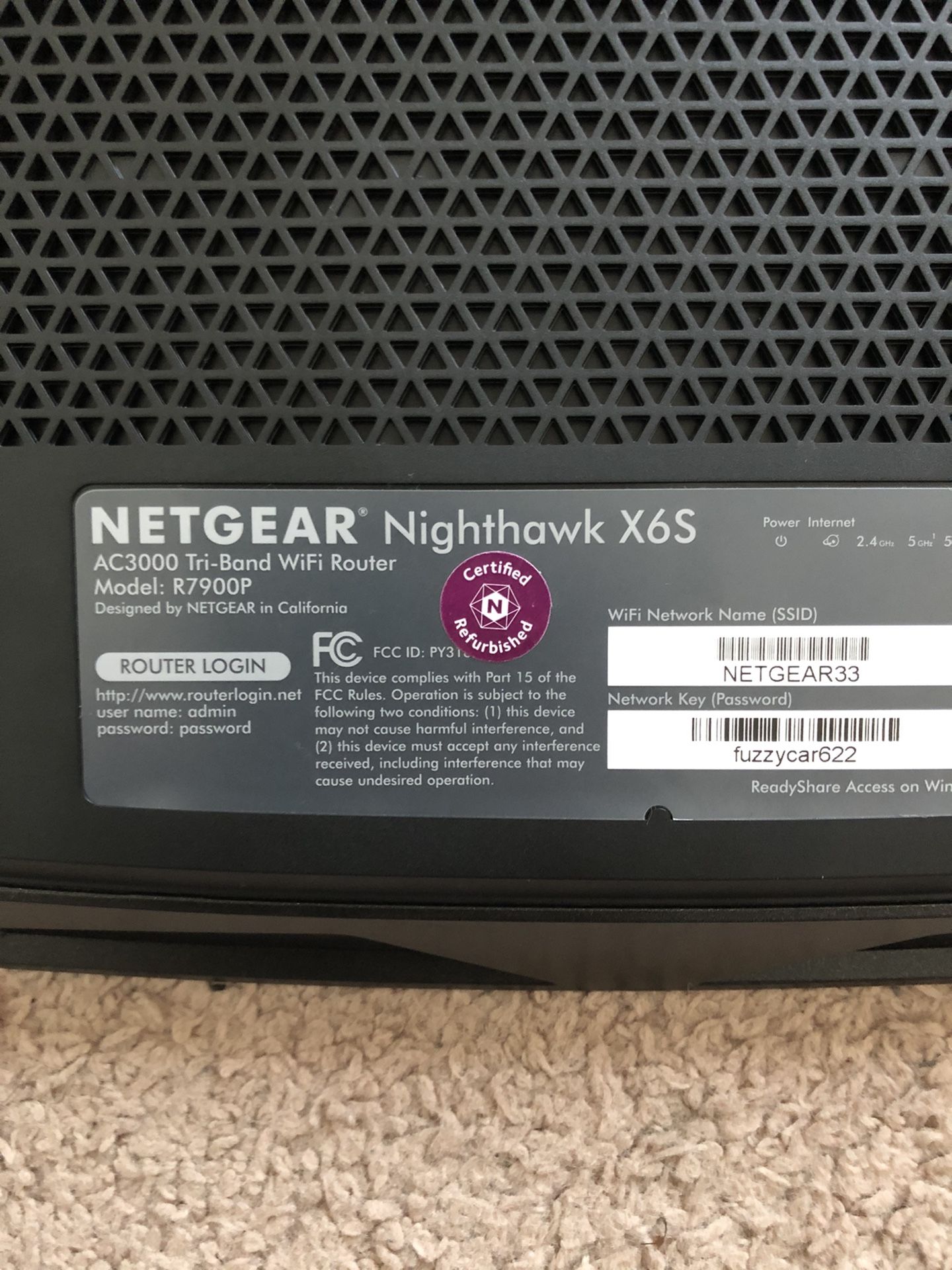 NETGEAR Nighthawk X6S AC3000 Tri-Band WiFi Router (R7900P)