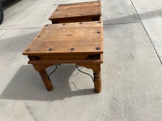 Rustic End Tables with Metal accents