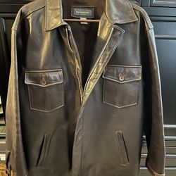 Men’s Banana Republic Leather Jacket With Suede Lining Size Large