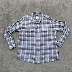 Patagonia Men's Large Organic Cotton Plaid Button Front Long Sleeve Shirt Blue