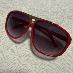 Louis Vuitton Oversized Aviator Sunglasses Red Frame Purple Gradient Lens Z0105E