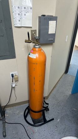 Orange Industrial Gas Cylinder with Stand