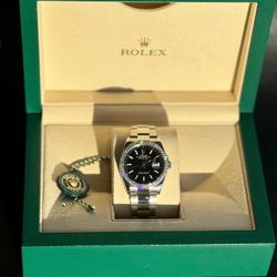 Rolex Datejust 36mm Black Stick Dial 126200 Custom Natural Diamond Bezel Steel Oyster Box Tag Appraisal Papers