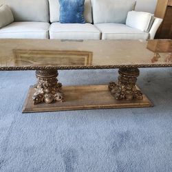 Vintage Gold Glass Top Coffee Table 
