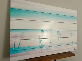 Parvez Taj Reclaimed Wood Wall Art – Beach & Palm Trees (25.5" x 23.5")