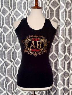 Vintage Y2K Apple Bottoms fitting tank top gold and red rhinestone embellishment size women’s