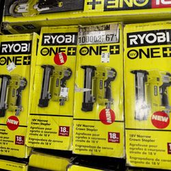 Ryobi 18 volt cordless 18 gauge narrow crown stapler $120