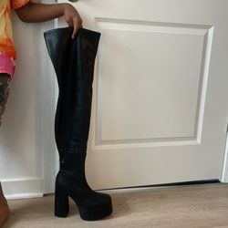 Black Thigh High plus Size Boots 