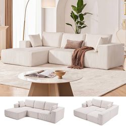1691f  1.2 108” Modular Sectional Sofa, Cloud Sectional Couch with Deep Seat, Modern Modular L-Shape Sofa Couch with Chaise,Upholstered Boneless Couch