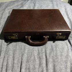 Vintage Bally Leather Briefcase Locking Hard Case Brown Monogram HIH
