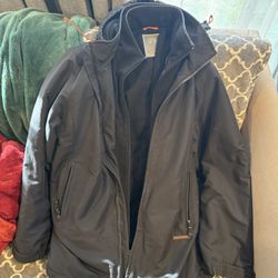 WEATHERPROOF WPL 11590 US Men’s L large black Insulated Hooded Zip Jacket Parka