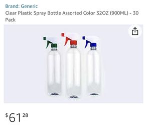 *NEW* Clear Plastic Spray Bottle Assorted Color 32OZ (900ML) - 30 Pack