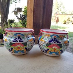 Red  Rim Talavera, Clay Pots (Planters) Plants. $55 cada una.