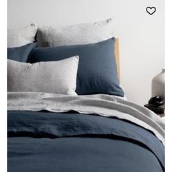 Blue Linen king Duvet Cover