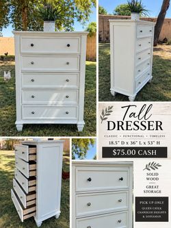 🤍 Tall 5-Drawer Dresser – Great Storage 🤍