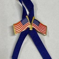 American Flag Patriot Pin Brooch Charm Blue Ribbon Jewelry Gift