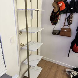 Gold And White Tier Ladder Shelf (bookshelf)