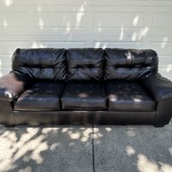 Black Leather 3 Seater Couch