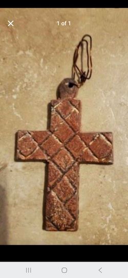 Rustic Cross Pendant with Wire Hanger 3"