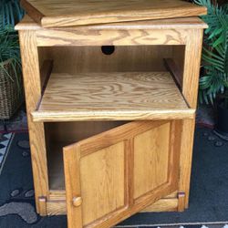 Door TV Cabinet, Swivel Top and Sliding Tray, Vintage, All Wood- 34H x 27W x 19D Vinyl Storage/ Media Center  - Excellent condition