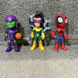 Marvel Spidey And His Amazing Friends Spiderman & Doc Green Goblin Figure Lot