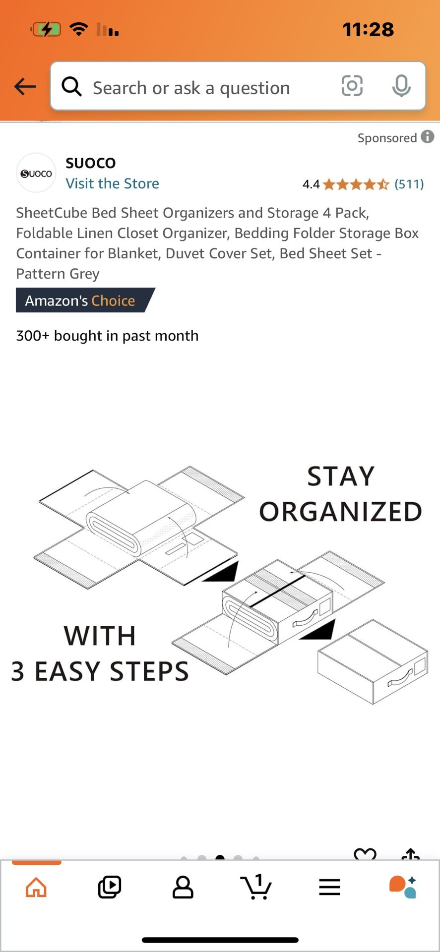   Visit the Store, SUOCO SUOCO Visit the Store 4.4 4.4 out of 5 stars (511) SheetCube Bed Sheet Organizers and Storage 4 Pack, Foldable Linen Closet O
