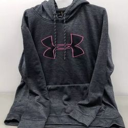 Under Armour Women's Gray/Pink Hoodie Sweatshirt Size L Pre-owned Excellent 