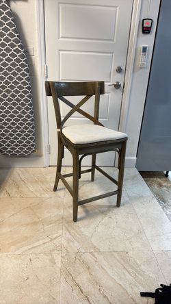 Set of 4 Wood Cross-Back Counter Height Bar Stool