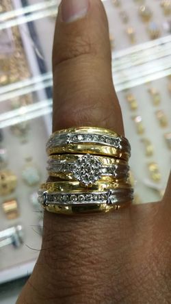 14k Gold Diamond Wedding Ring Set 3 9.1 grams