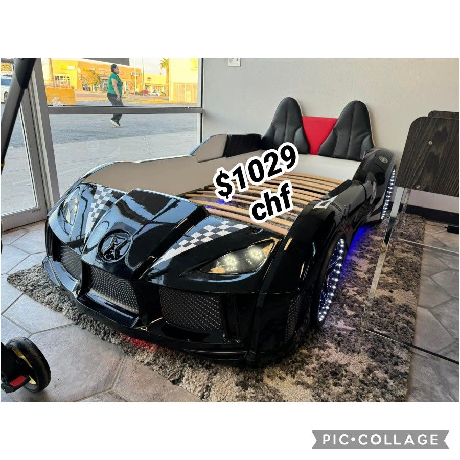 Race Car Design Black Twin Size Bed Frame // Christmas Sale