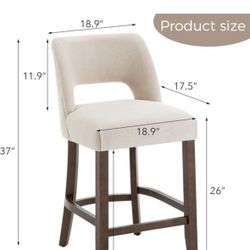 Juego de 2 Taburetes de Bar, Taburetes de Bar Tapizados de Altura de Mostrador, Taburetes Modernos de Mostrador con Patas de Madera para Isla de Cocin