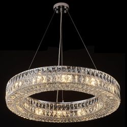 12-Lights Ring Crystal Chandelier, Modern Chandeliers Lighting and Hanging Ring Adjustable, Ceiling Light Fixture for Living Room Dining Room Bedroom 