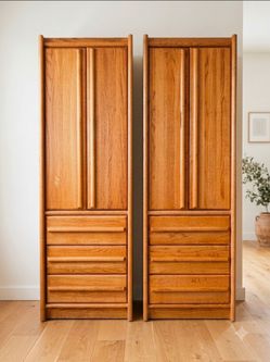 Vintage Oak Dresser Armoires (2)