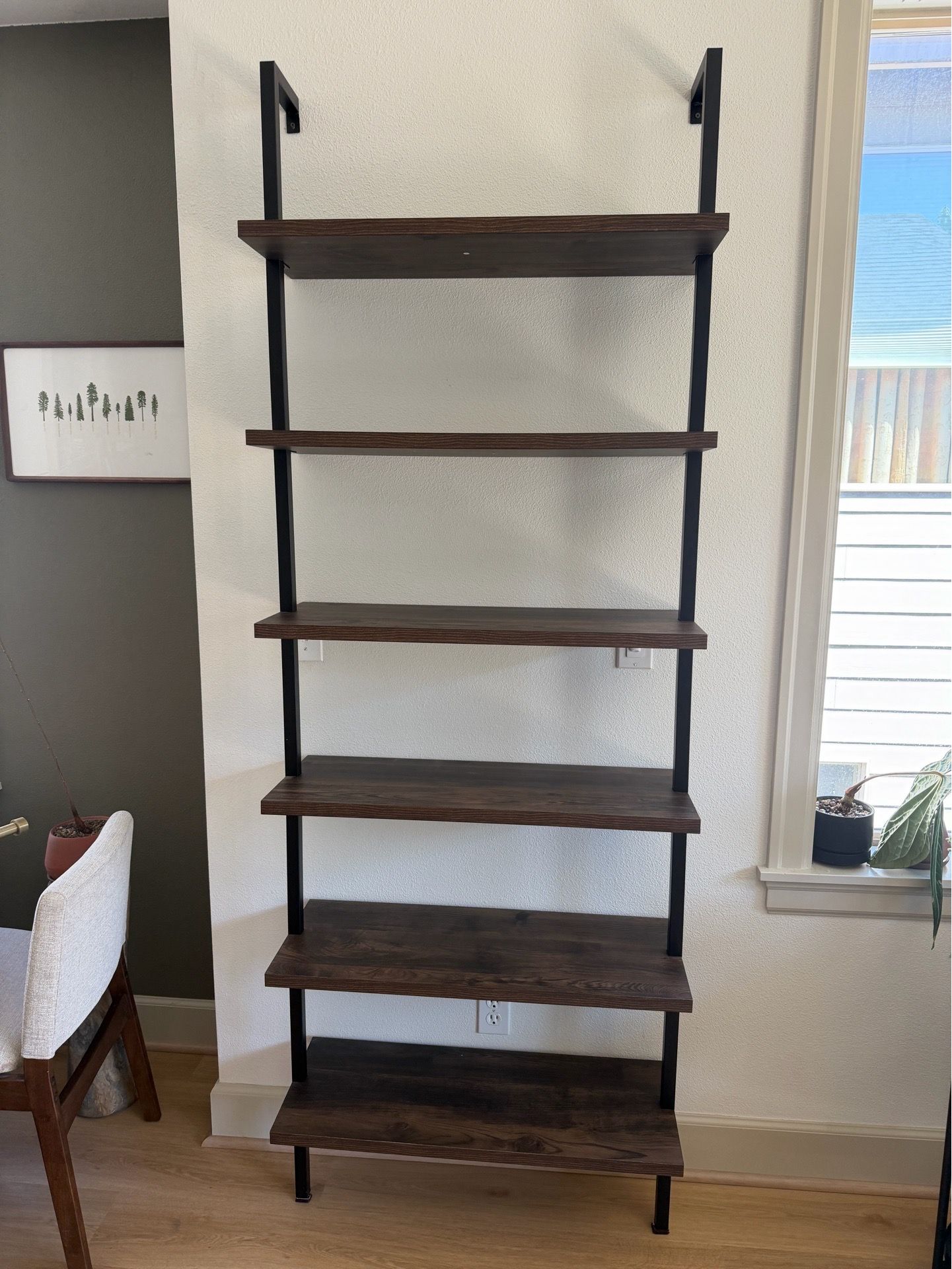 6-Shelf Ladder Bookshelf Nutmeg Matte Black