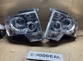 #OH112 Fit 09-14 Ford F150 Projector Headlamp Chrome Amber LED DRL Headlight Pair